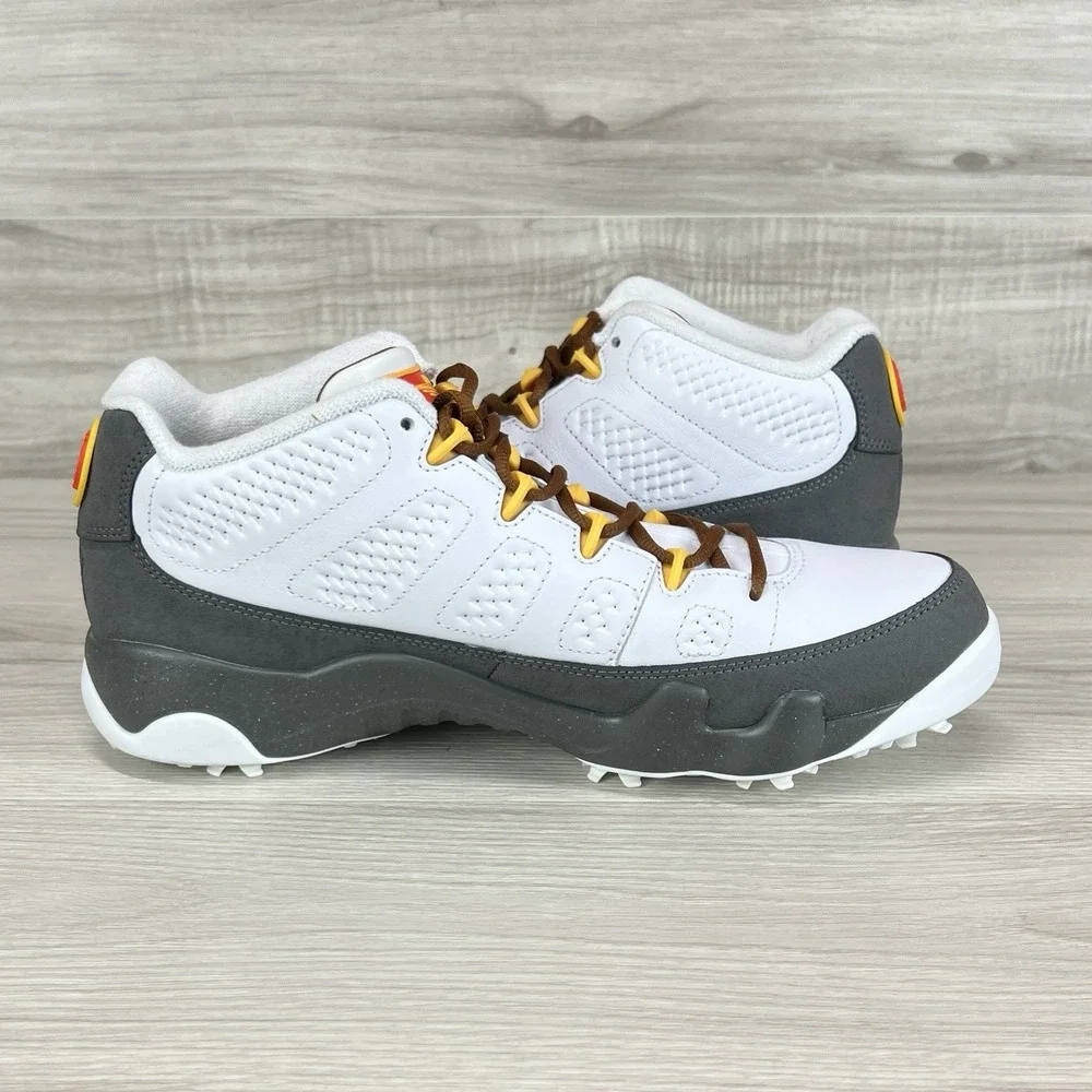 Nike Air Jordan 9 G Golf Nrg U24 White-University Gold FN6931-100 Men's Size 10